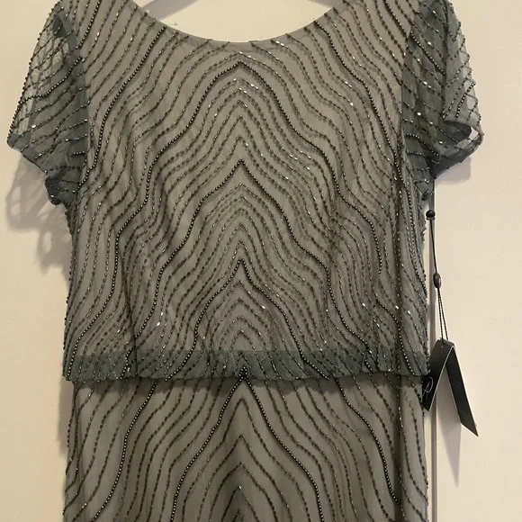 Adrianna Papell - beaded blue dress, size 6 - Picture 3 of 5